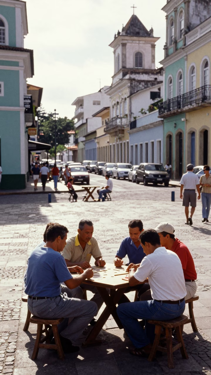 Street Scene in Salvador at The Late Morning Light in in Salvador, Brazil