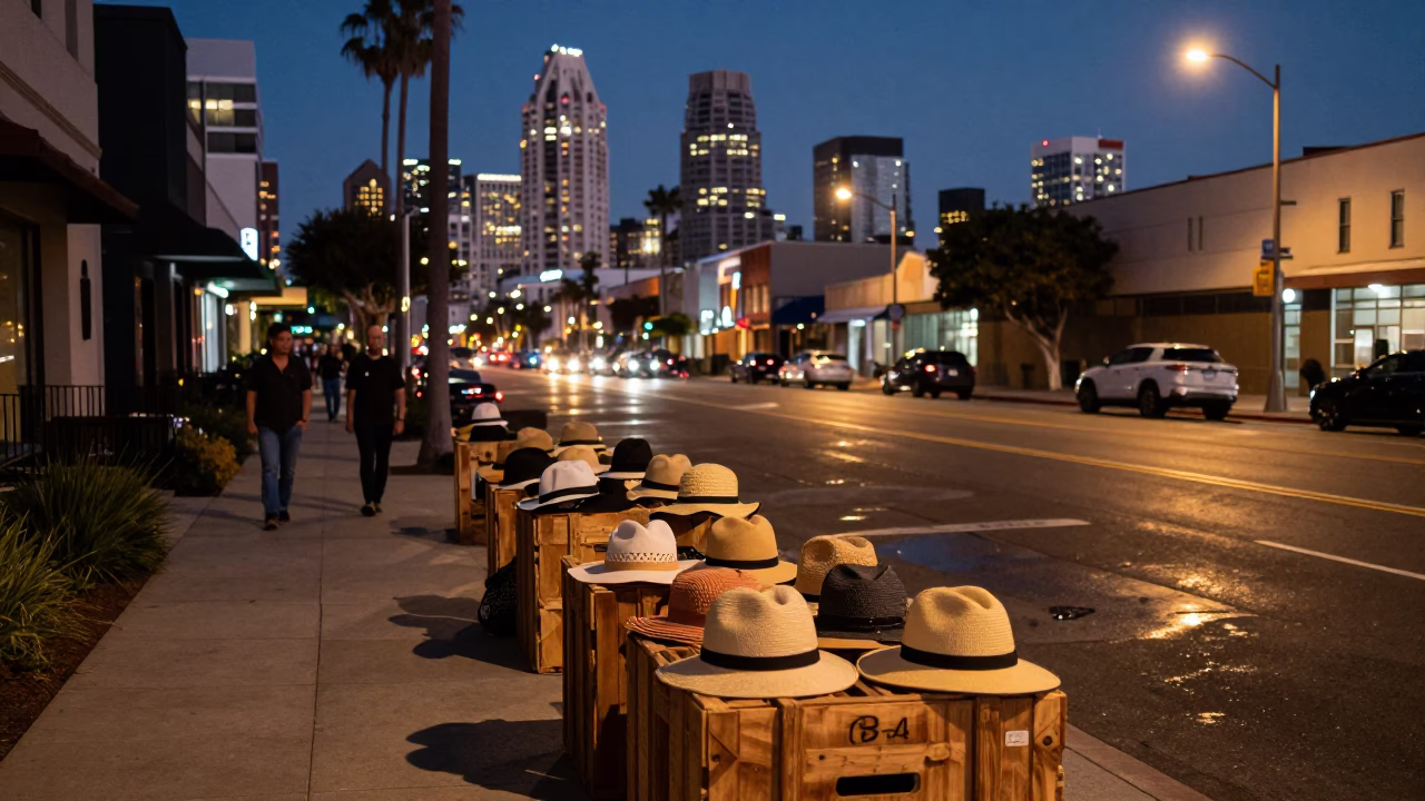 Street Scene in San Diego at As City Lights Begin To Glow in in San Diego, California, United States