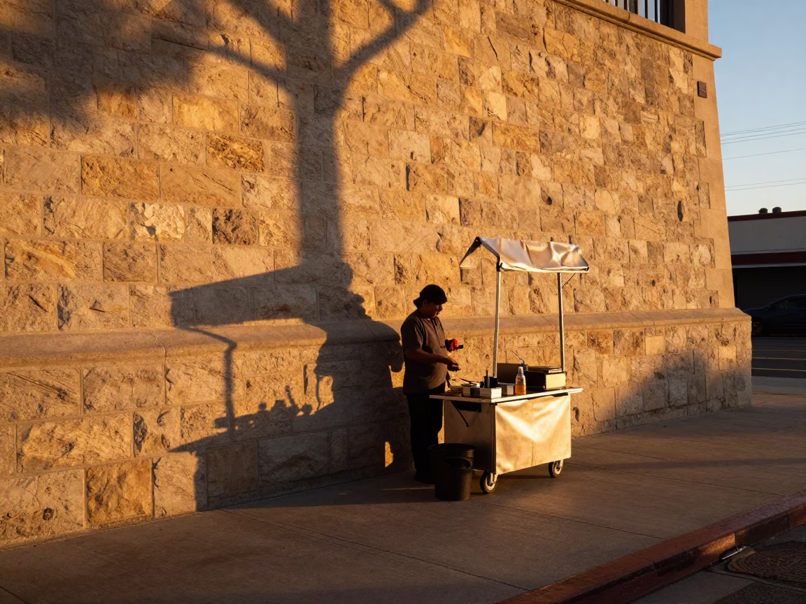 Street Scene in San Diego at Honeyed Evening Light in in San Diego, California, United States