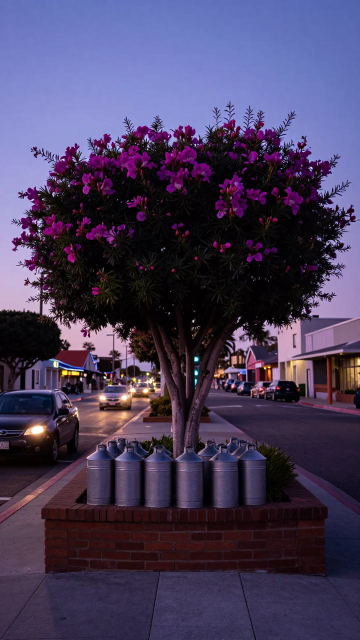 Street Scene in San Diego at Indigo Twilight After Sunset in in San Diego, California, United States
