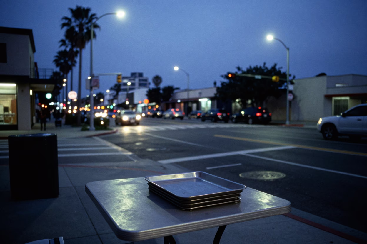 Street Scene in San Diego at Indigo Twilight After Sunset in in San Diego, California, United States