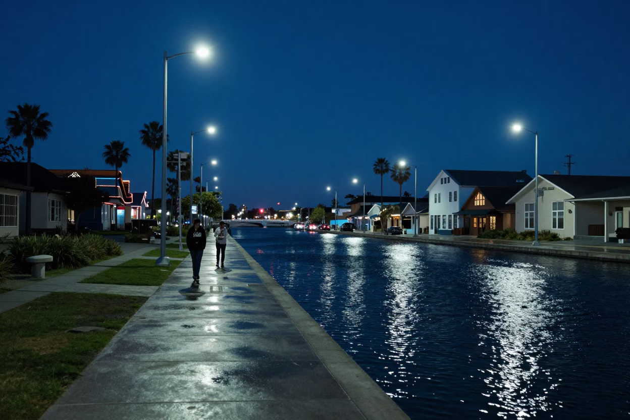 Street Scene in San Diego at Midnight Light in in San Diego, California, United States