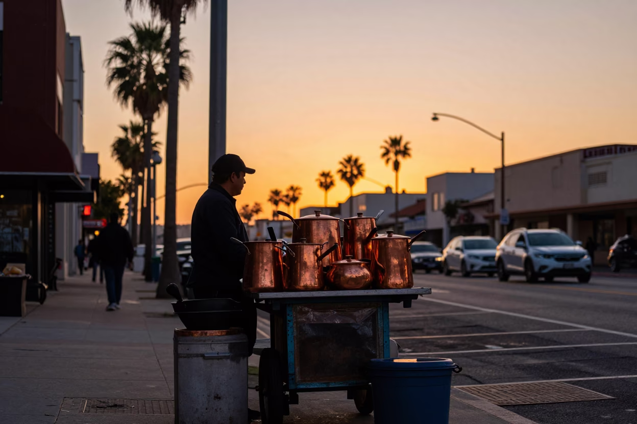 Street Scene in San Diego at Sunset Light in in San Diego, California, United States