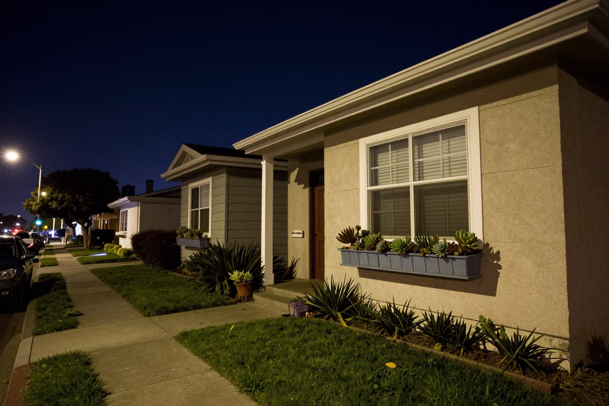 Street Scene in San Diego at The Deepest Night Sky Light in in San Diego, California, United States