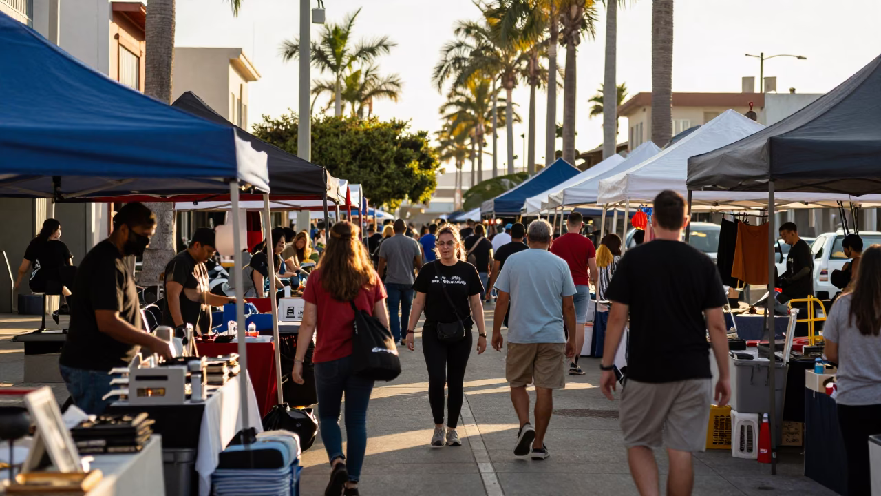 Street Scene in San Diego at The Early Afternoon Light in in San Diego, California, United States