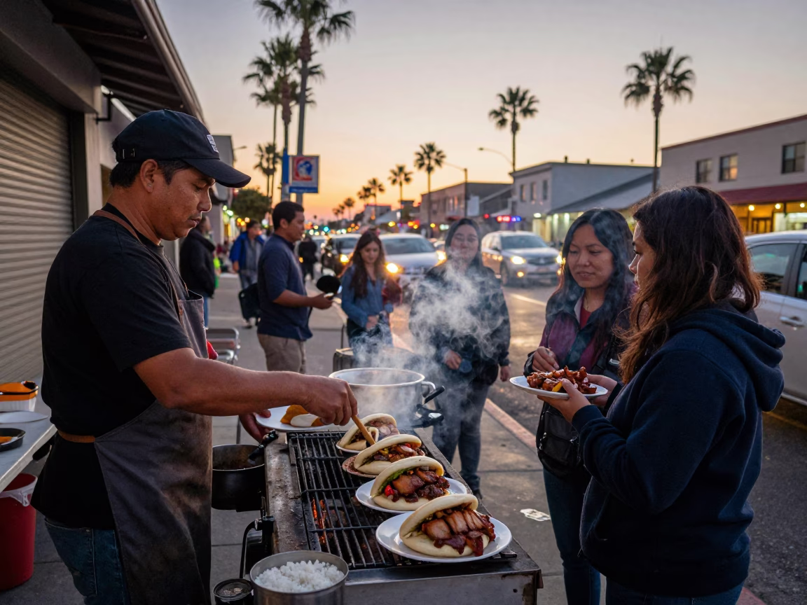 Street Scene in San Diego at The Early Evening Light in in San Diego, California, United States
