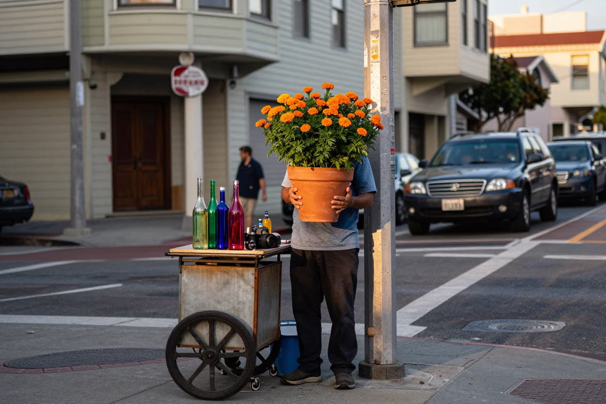 Street Scene in San Francisco at Evening Light in in San Francisco, California, United States