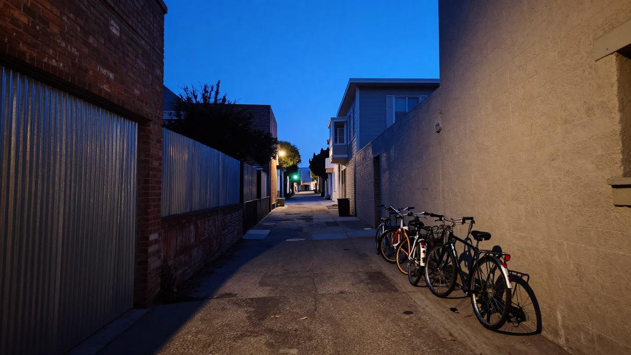 Street Scene in San Francisco at Indigo Twilight After Sunset in in San Francisco, California, United States