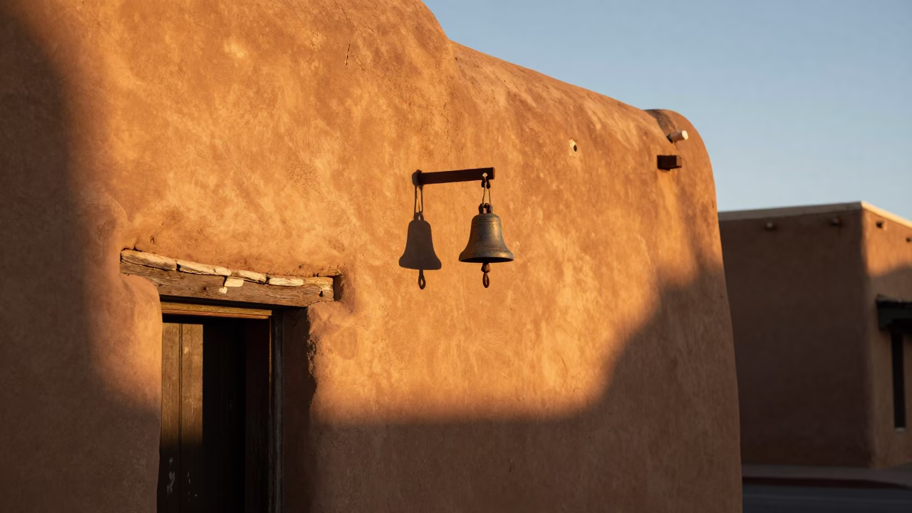Street Scene in Santa Fe at Golden Hour in in Santa Fe, New Mexico, United States