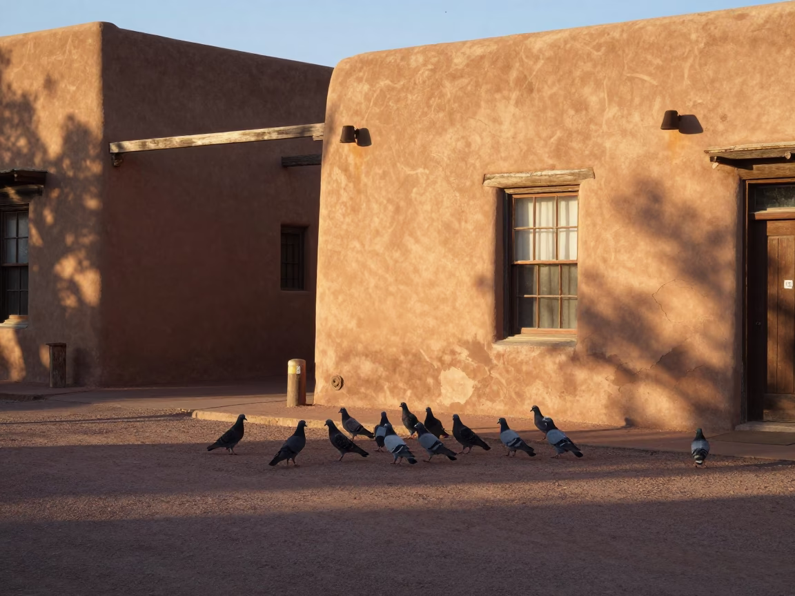 Street Scene in Santa Fe at The Late Afternoon Light in in Santa Fe, New Mexico, United States