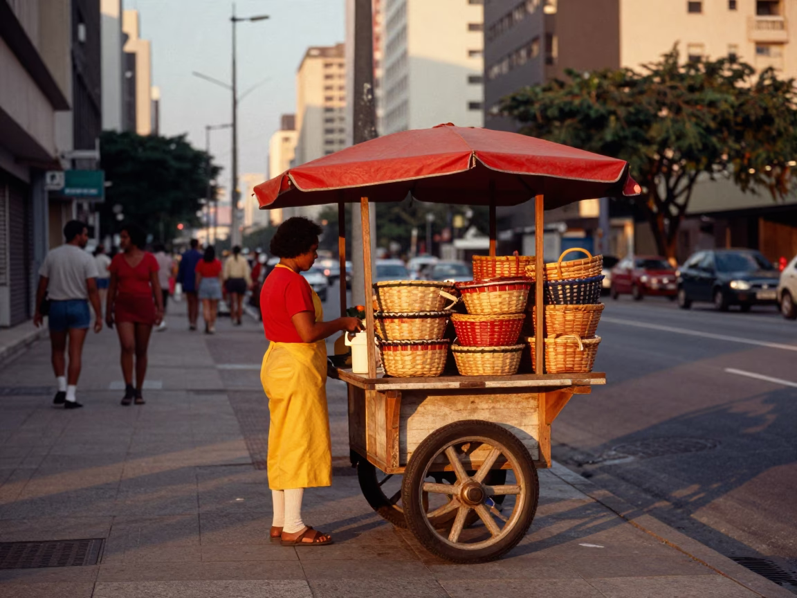 Street Scene in São Paulo at Golden Hour in in São Paulo, Brazil