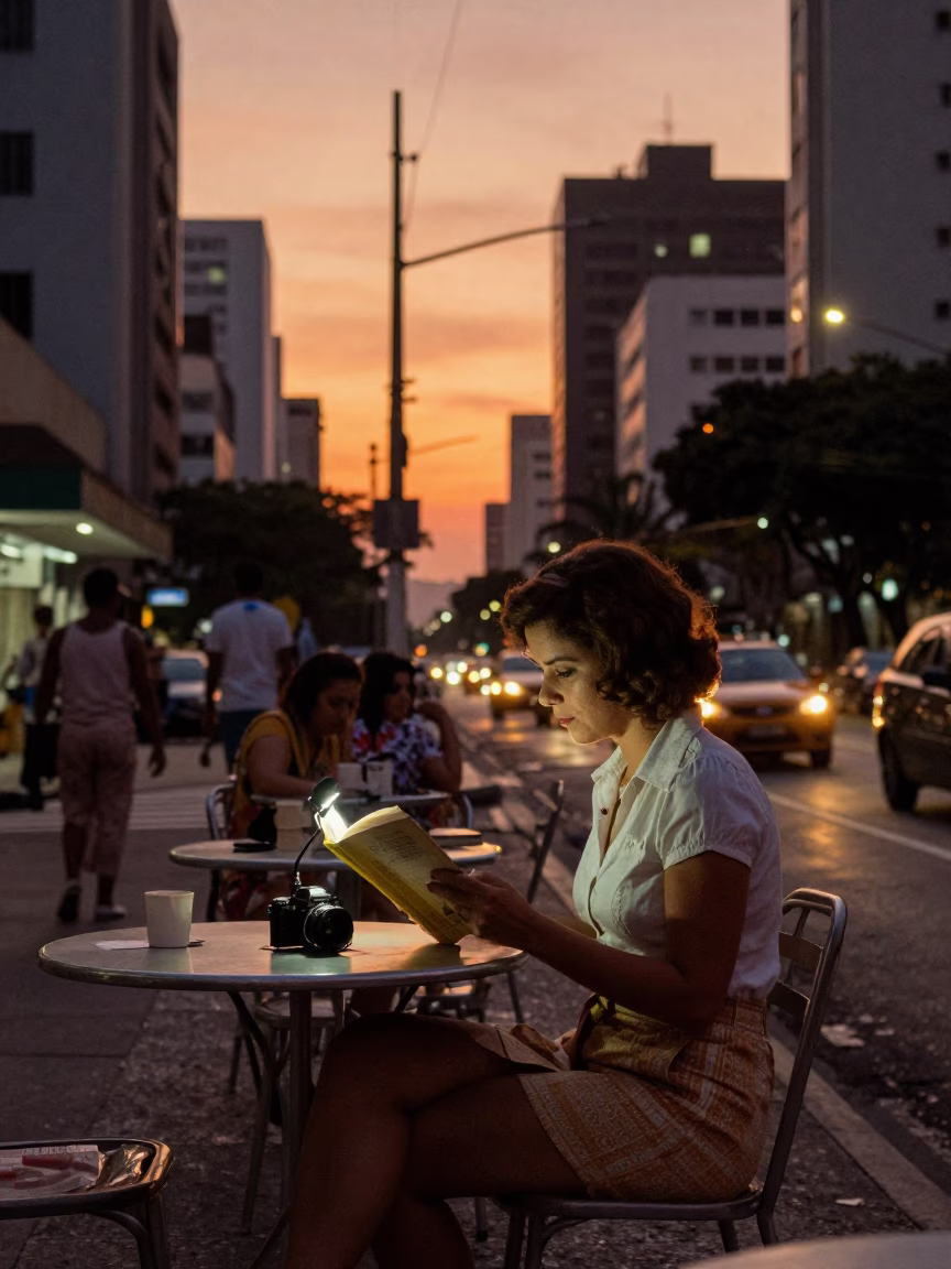 Street Scene in São Paulo at Sunset Light in in São Paulo, Brazil