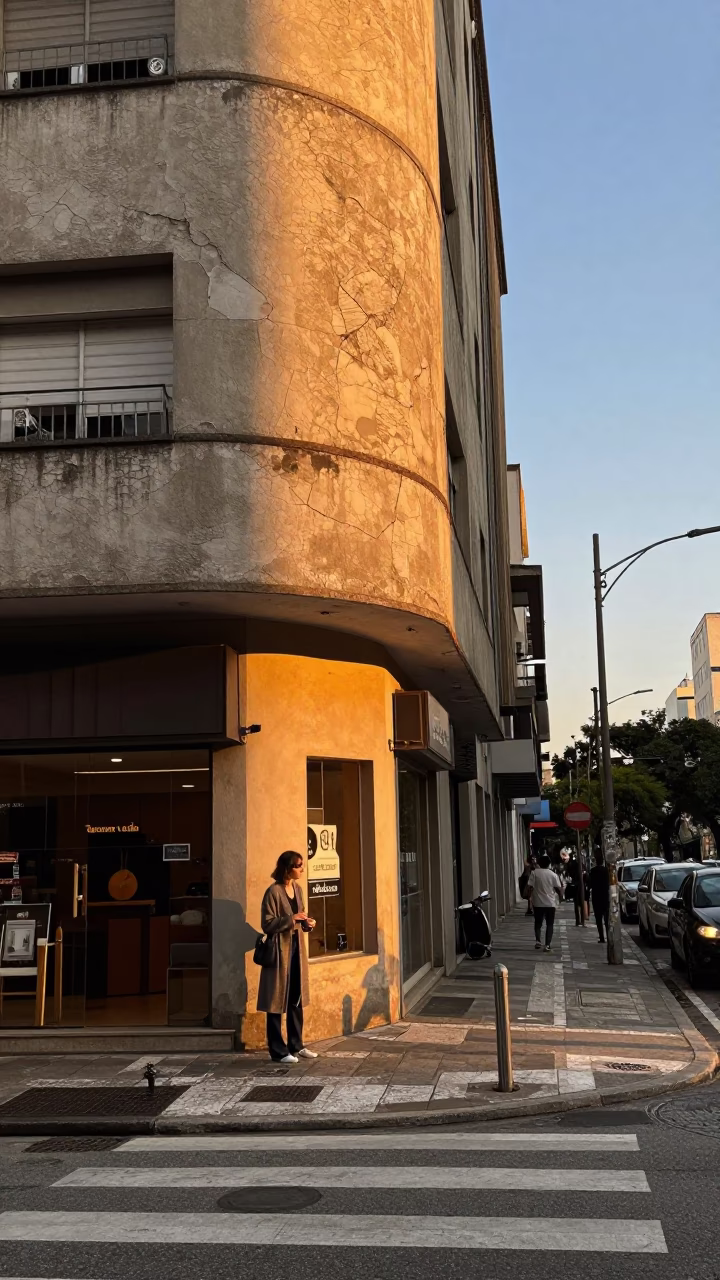Street Scene in São Paulo at Sunset Light in in São Paulo, Brazil