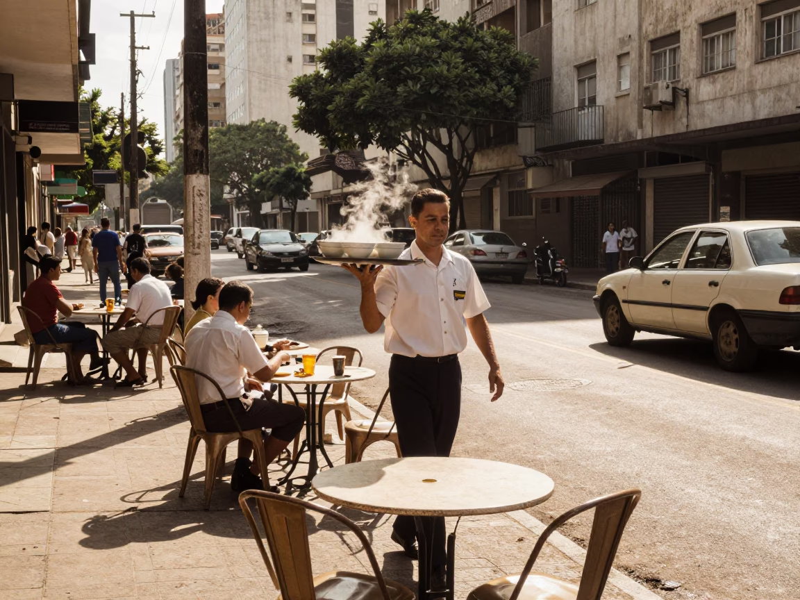 Street Scene in São Paulo at The Early Afternoon Light in in São Paulo, Brazil