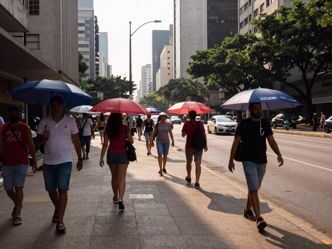 Street Scene in São Paulo at The Late Morning Light in in São Paulo, Brazil
