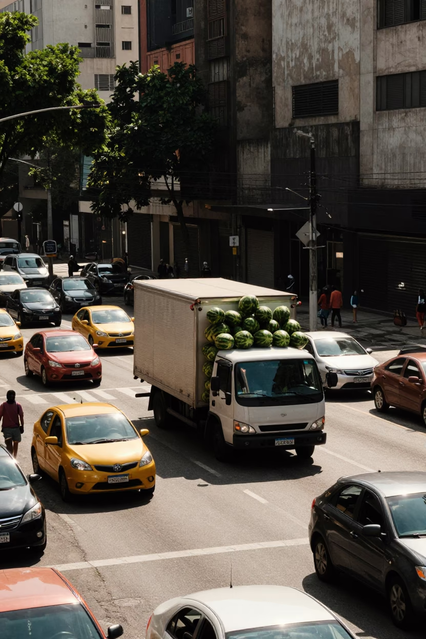 Street Scene in São Paulo at The Late Morning Light in in São Paulo, Brazil