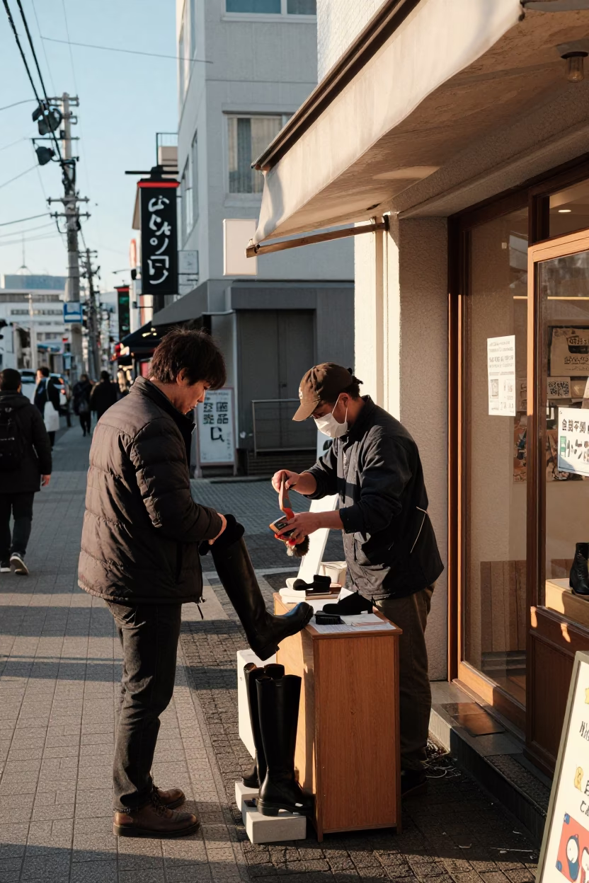 Street Scene in Sapporo at Clear Late-afternoon Light in in Sapporo, Japan