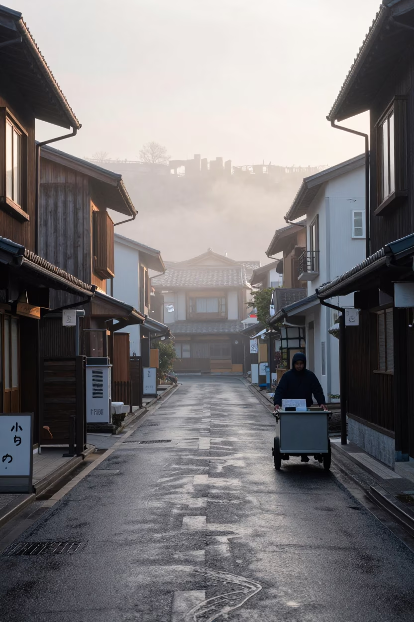 Street Scene in Sapporo at Dawn Light in in Sapporo, Japan