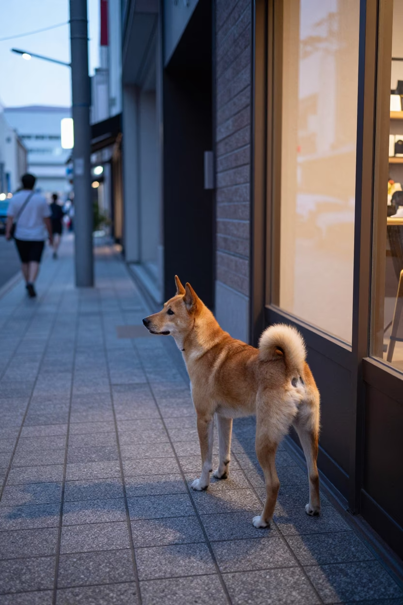 Street Scene in Sapporo at Evening Light in in Sapporo, Japan