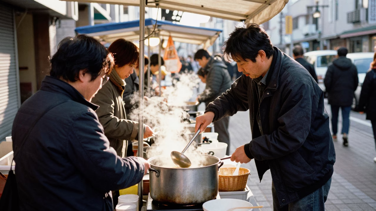 Street Scene in Sapporo at The Early Afternoon Light in in Sapporo, Japan