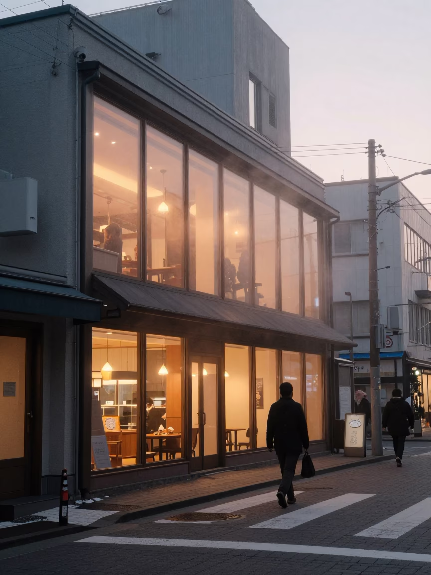 Street Scene in Sapporo at The Early Morning Light in in Sapporo, Japan