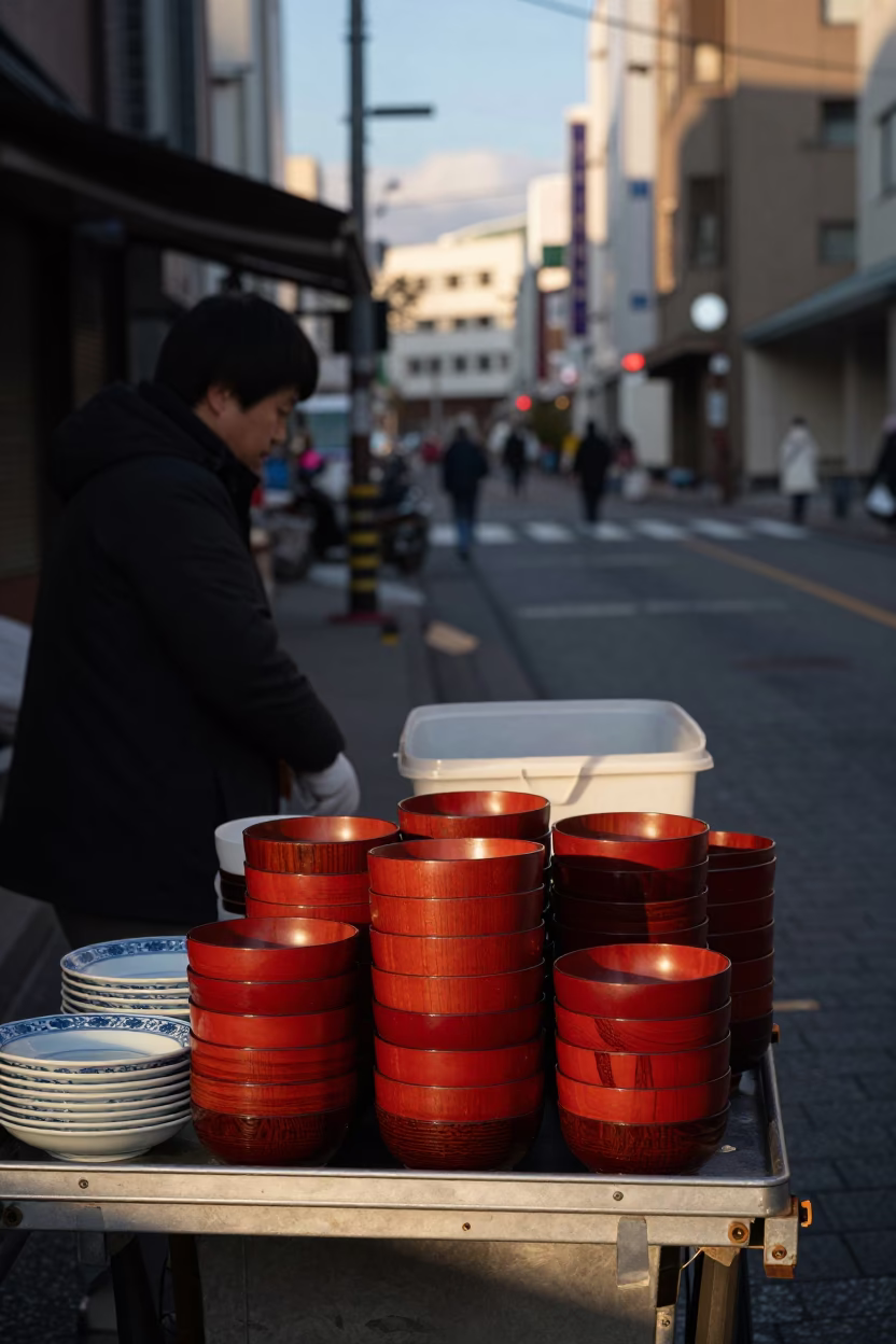 Street Scene in Sapporo at The Late Afternoon Light in in Sapporo, Japan