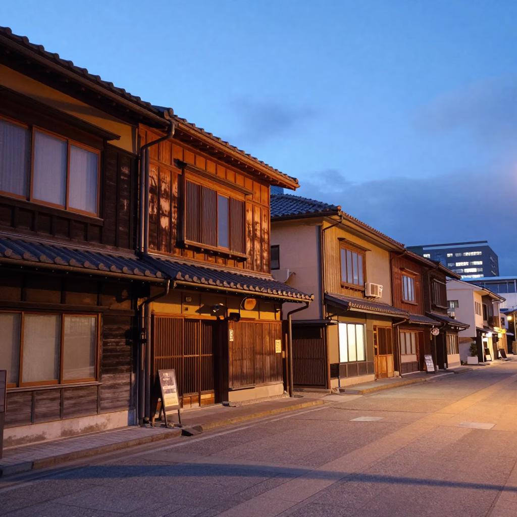 Street Scene in Sapporo at Twilight in in Sapporo, Japan