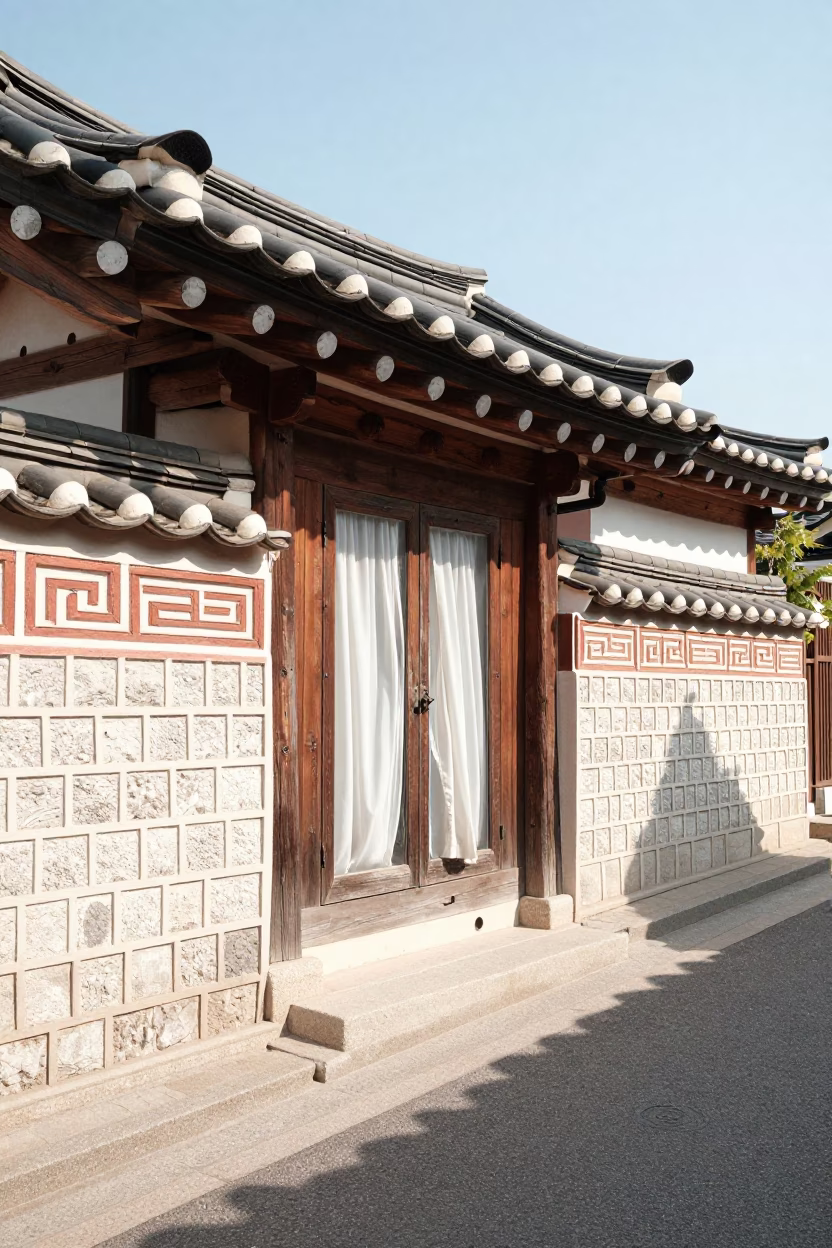 Street Scene in Seoul at Bright Midmorning Light in in Seoul, South Korea