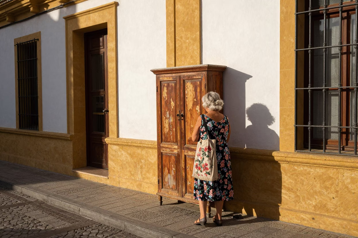 Street Scene in Seville at Clear Late-afternoon Light in in Seville, Spain
