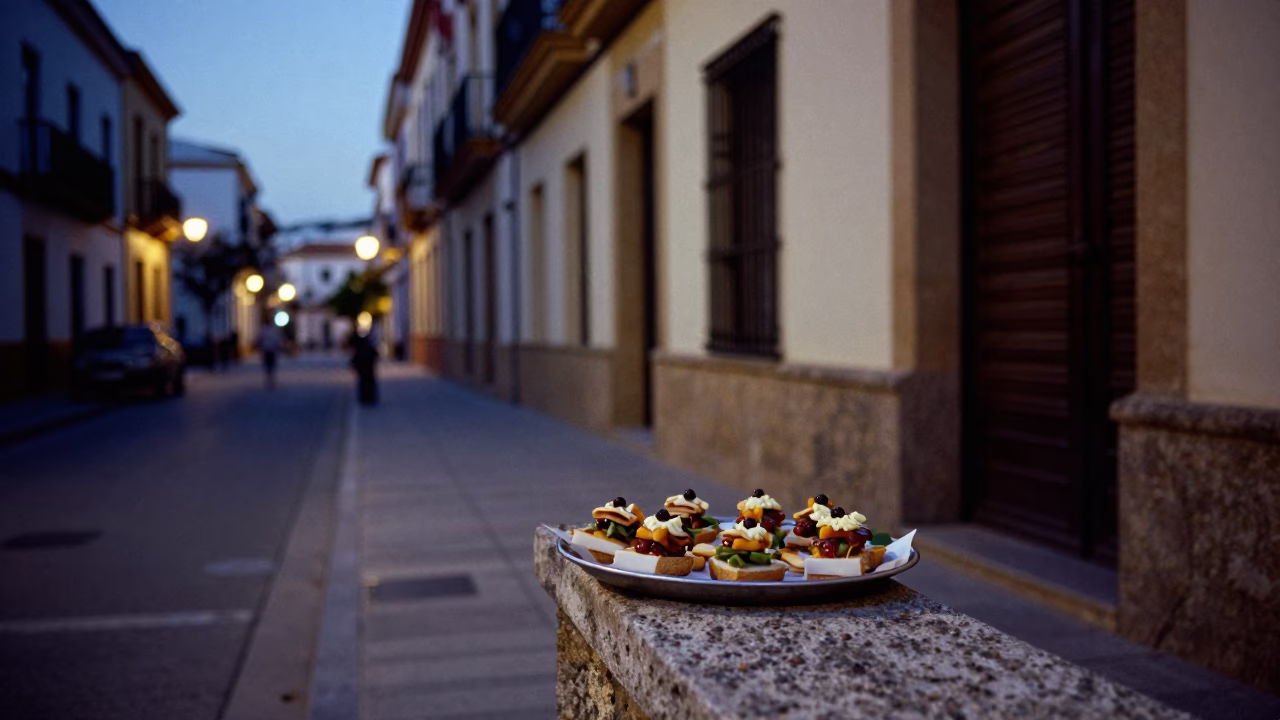 Street Scene in Seville at The Still Hours Before Dawn Light in in Seville, Spain