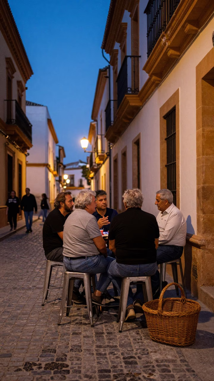 Street Scene in Seville at Twilight in in Seville, Spain