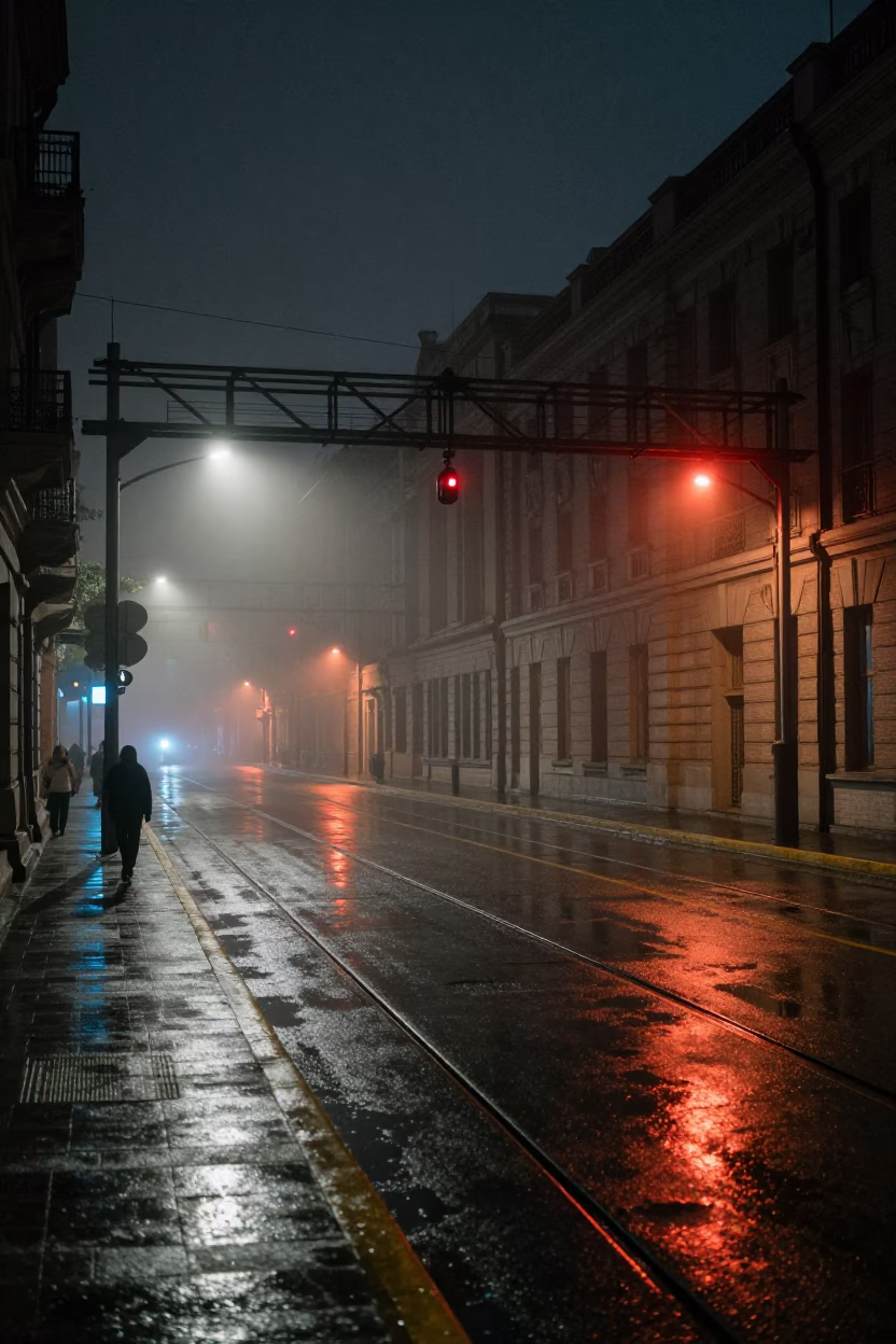 Street Scene in Shanghai at Midnight Light in in Shanghai, China