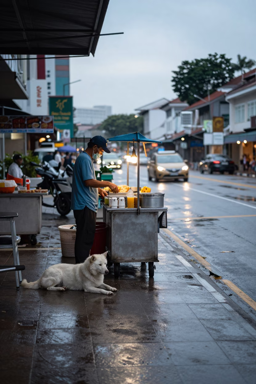 Street Scene in Singapore at Early Morning Light in in Singapore, Singapore