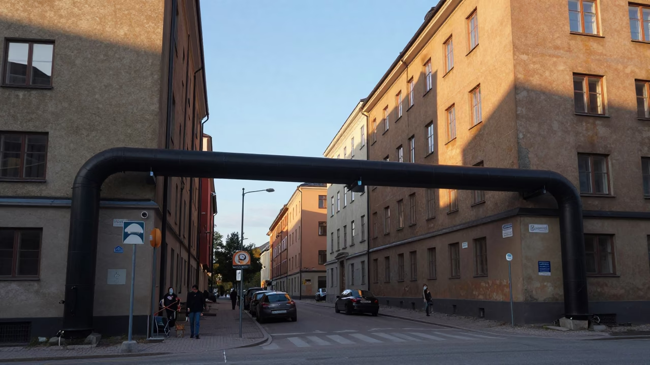 Street Scene in Stockholm at Clear Late-afternoon Light in in Stockholm, Sweden
