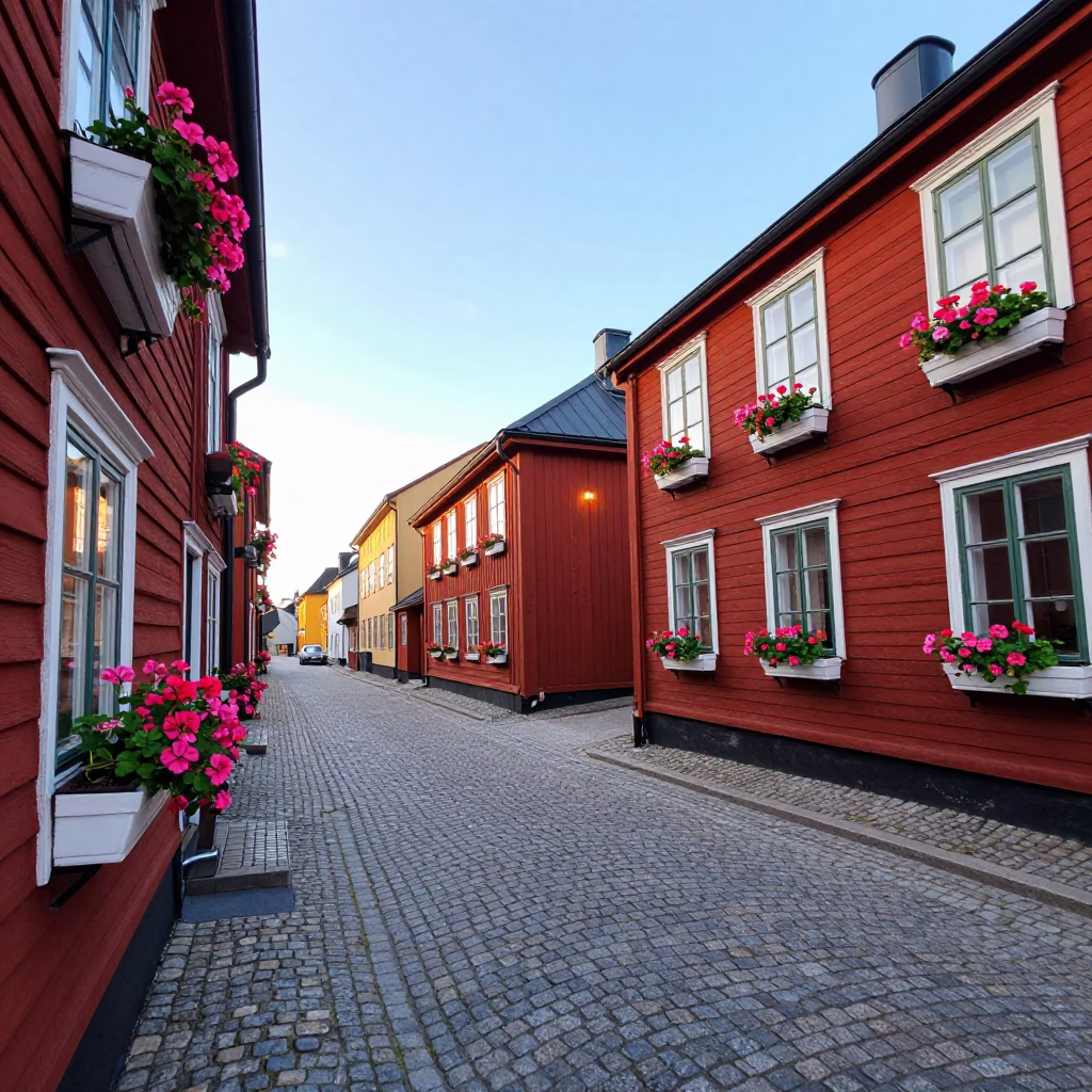 Street Scene in Stockholm at Evening Light in in Stockholm, Sweden