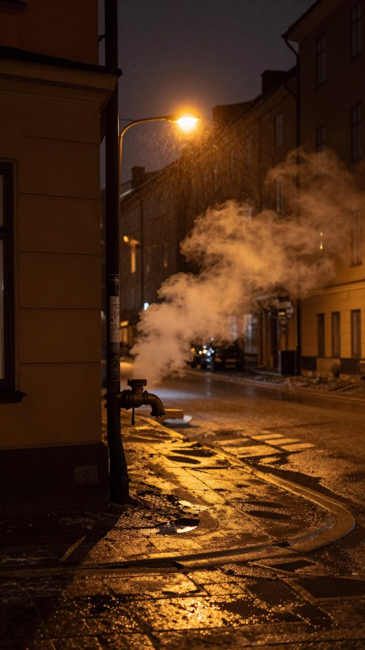 Street Scene in Stockholm at Late At Night Light in in Stockholm, Sweden