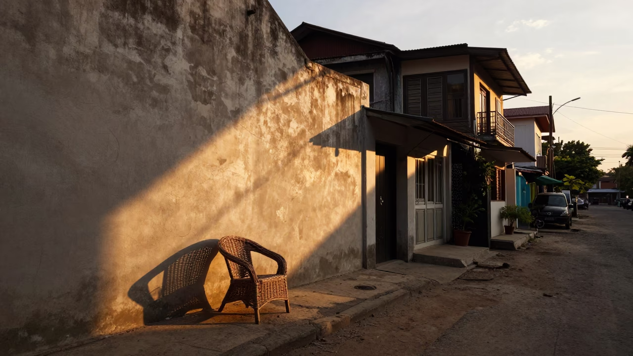 Street Scene in Surabaya at Sunset Light in in Surabaya, Indonesia