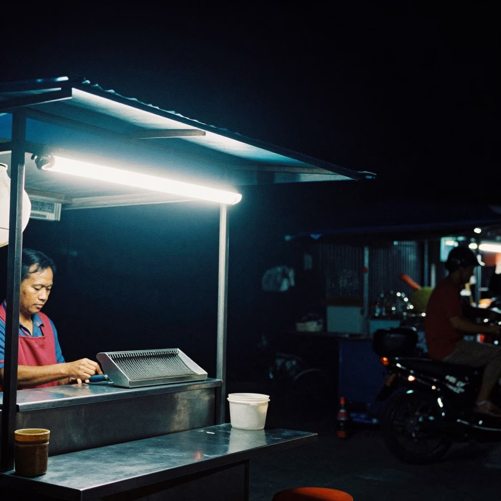Street Scene in Surabaya at The Deepest Night Sky Light in in Surabaya, Indonesia