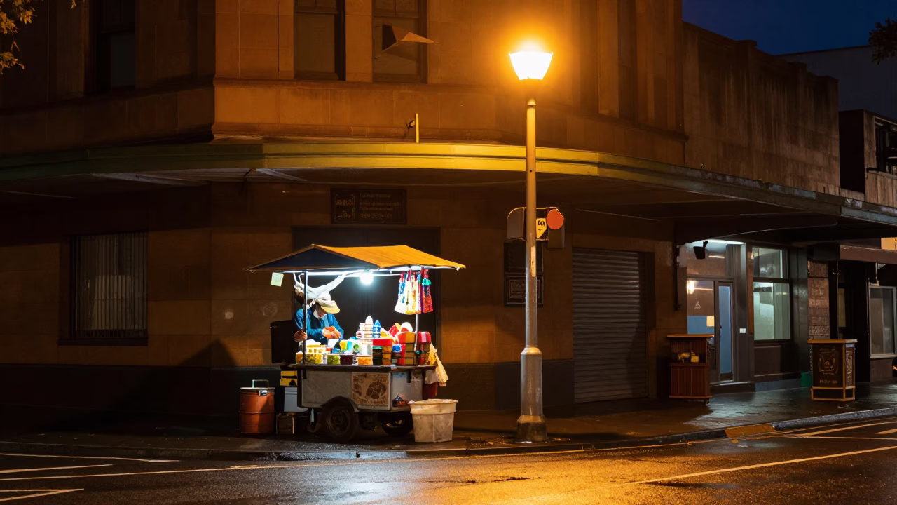 Street Scene in Sydney at Late At Night Light in in Sydney, New South Wales, Australia