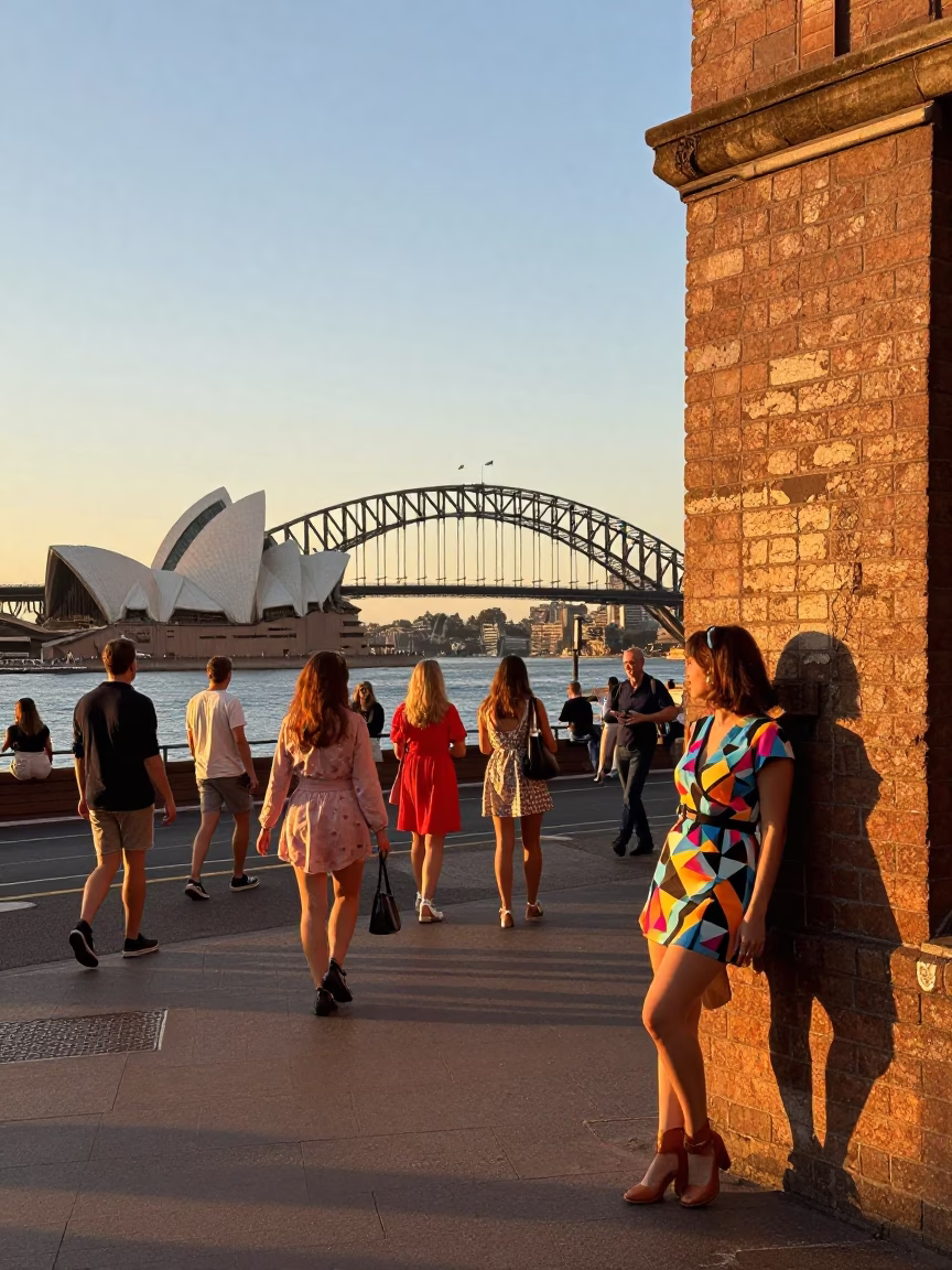 Street Scene in Sydney at Sunset Light in in Sydney, New South Wales, Australia