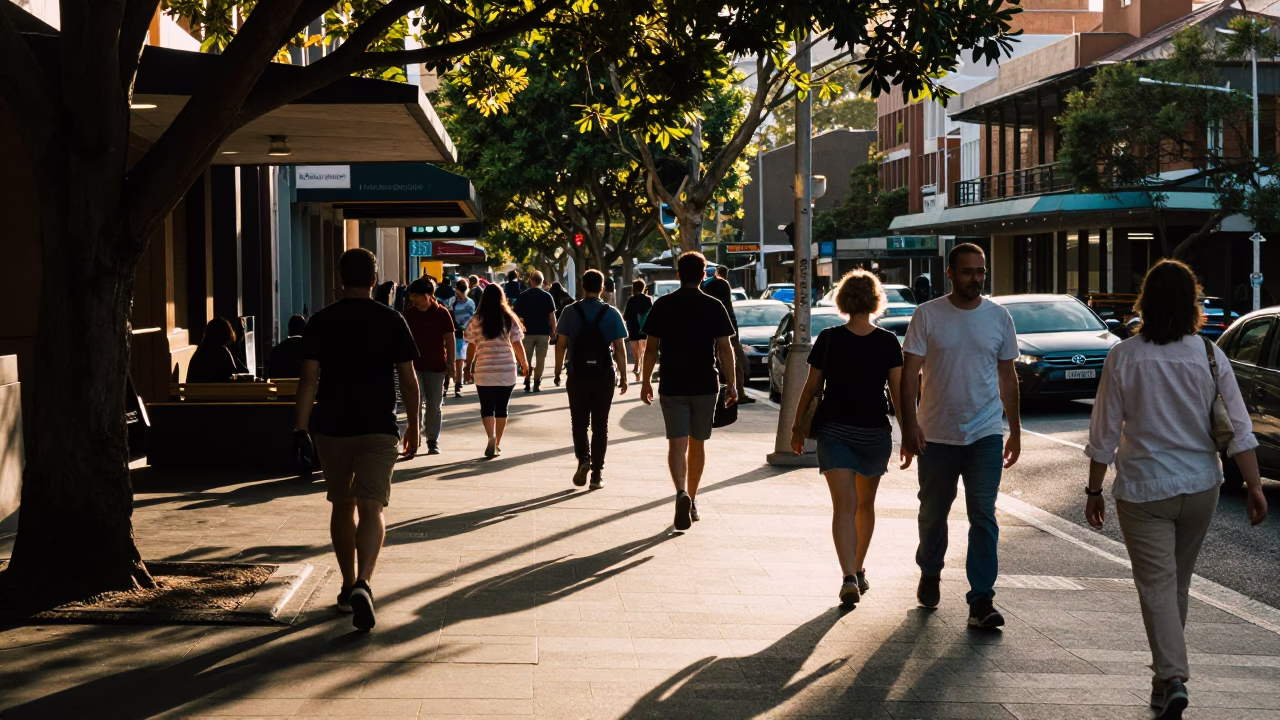 Street Scene in Sydney at The Late Afternoon Light in in Sydney, New South Wales, Australia