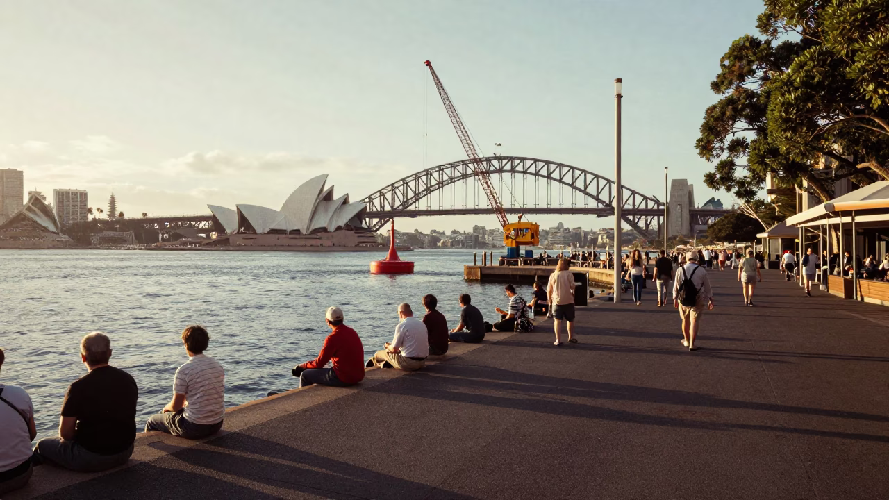 Street Scene in Sydney at The Late Morning Light in in Sydney, New South Wales, Australia