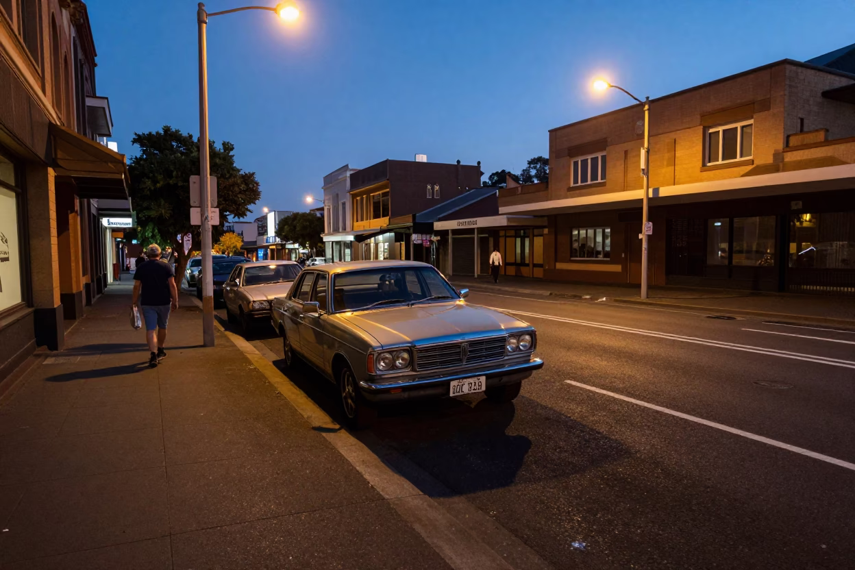 Street Scene in Sydney at Twilight in in Sydney, New South Wales, Australia