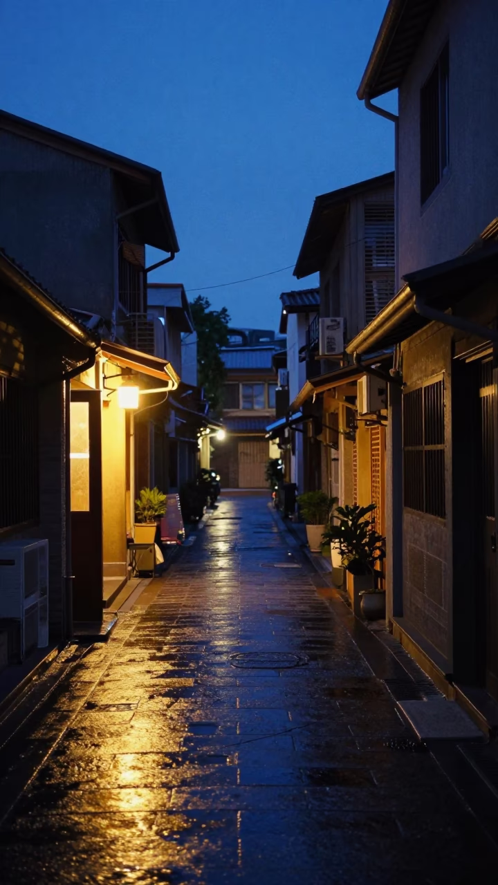 Street Scene in Tainan at Blue Hour in in Tainan, Taiwan
