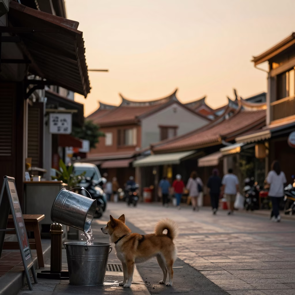 Street Scene in Tainan at Golden Hour in in Tainan, Taiwan