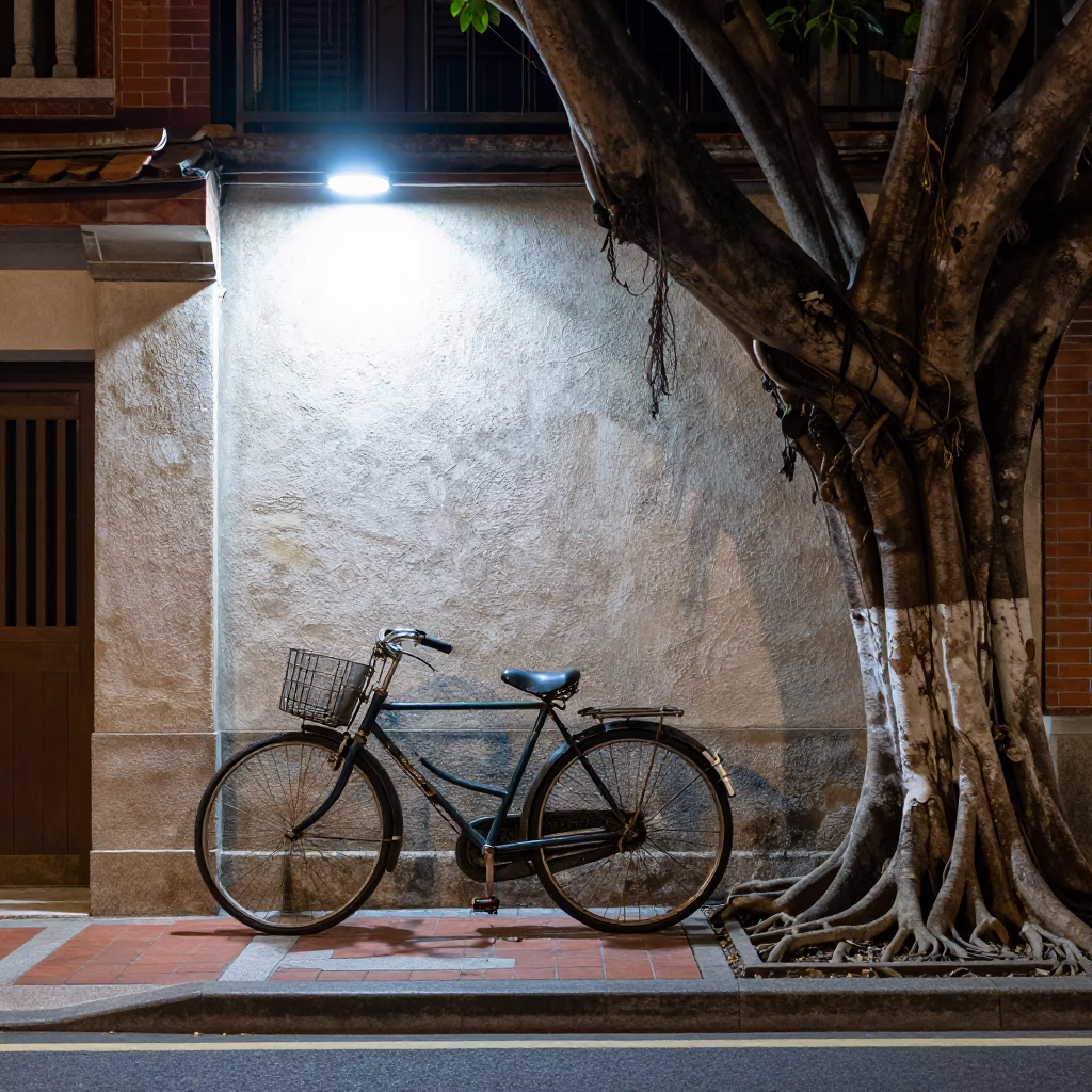 Street Scene in Tainan at Late At Night Light in in Tainan, Taiwan