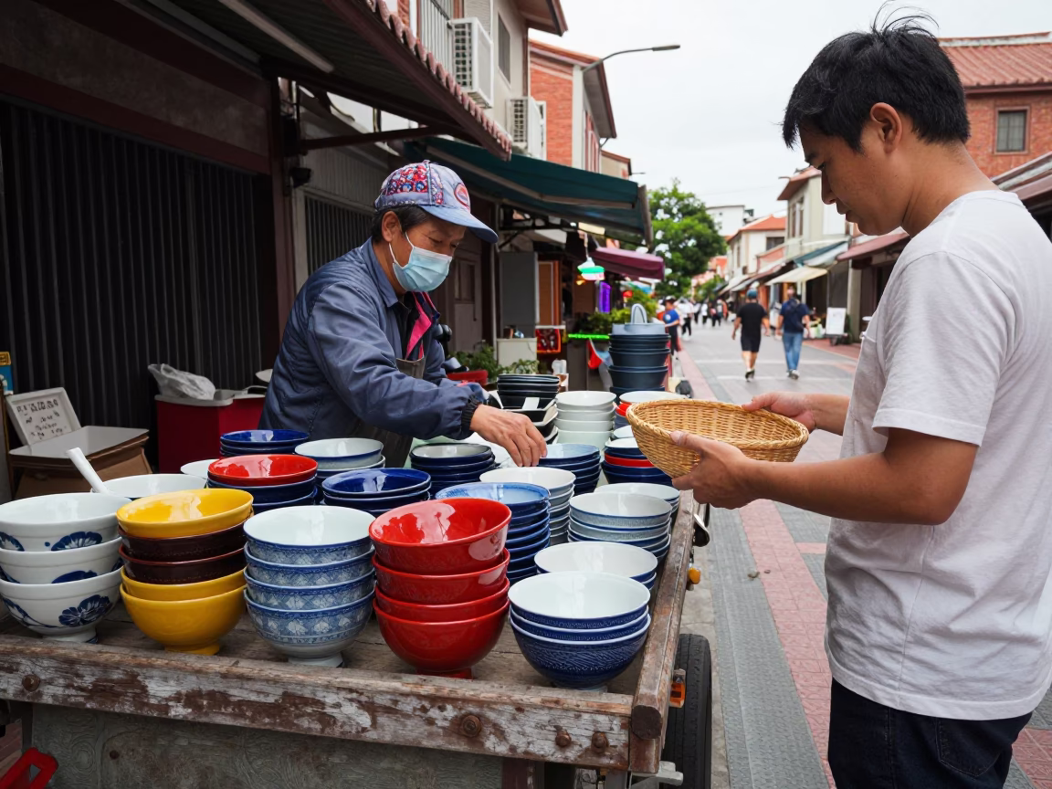 Street Scene in Tainan at Midday Light in in Tainan, Taiwan