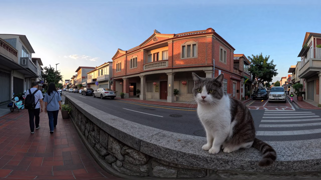 Street Scene in Tainan at The Early Evening Light in in Tainan, Taiwan