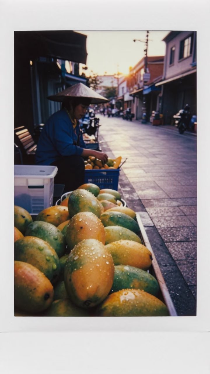 Street Scene in Tainan at The Early Evening Light in in Tainan, Taiwan