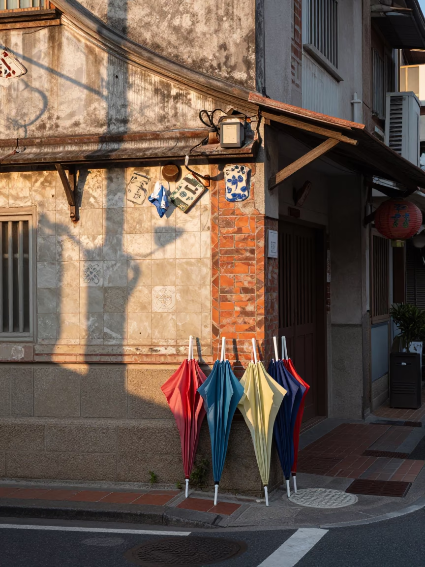 Street Scene in Tainan at The Early Morning Light in in Tainan, Taiwan
